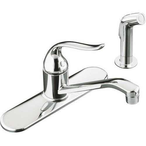 Kohler K-15172-F-CP Coralais Single-Handle Standard Kitchen Faucet with Side Sprayer and Lever Handle in Polished Chrome