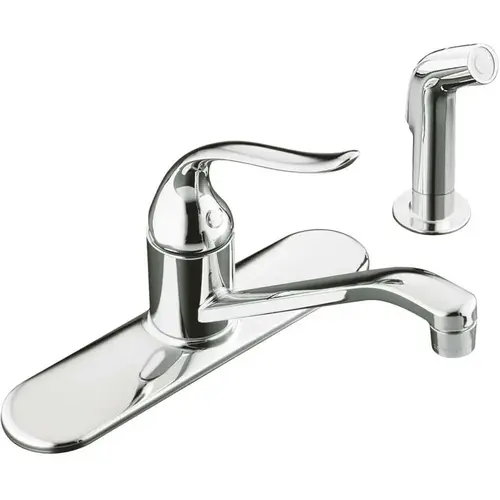 Coralais Single-Handle Standard Kitchen Faucet with Side Sprayer and Lever Handle in Polished Chrome