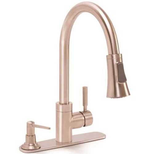 Essen Single-Handle Pull-Down Sprayer Kitchen Faucet with Soap Dispenser in PVD Brushed Nickel BRUSH NICKEL