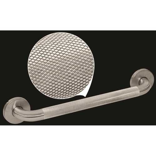 WingIts WGB5SSKN12 Premium Series 12 in. x 1.25 in. Diamond Knurled Grab Bar in Satin Stainless Steel (15 in. Overall Length)