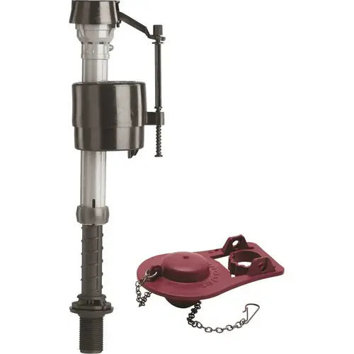 Universal Toilet Fill Valve and Flexible Frame 2 in. Toilet Flapper Assorted Colors