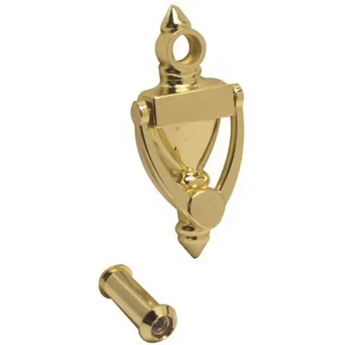 Door Knock with 160-Degree Viewer Polished Brass Polish Brass