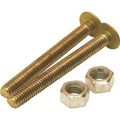 Round Closet Bolt 1/4 in. x 2-1/4 in. Solid Brass Pack of 2