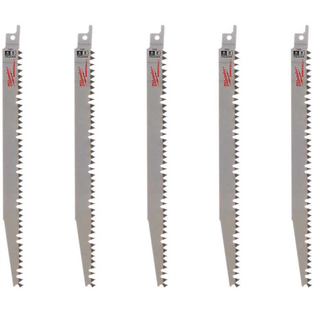 Milwaukee 48-00-1301 Reciprocating Saw Blade, 3/4 in W, 9 in L, 5 TPI White - pack of 5