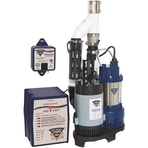 Pro Series Pumps PS-C33 1/3 HP Primary and PHCC-2400 Battery Backup Sump Pump System