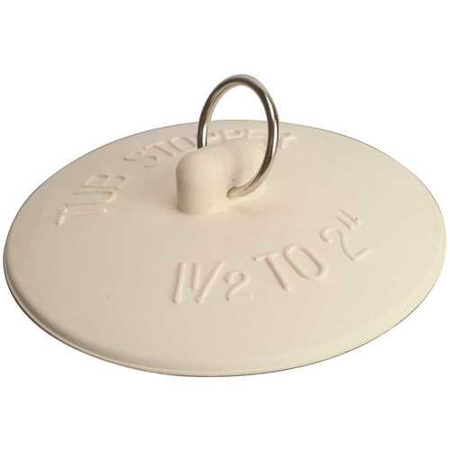 National Brand Alternative 2489589 1-1/2 in. to 2 in. Fit-All Rubber Bathtub Stopper in White - pack of 6