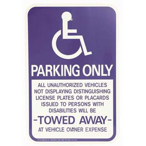 18 in. x 12 in. Aluminum Handicapped Parking Only Sign