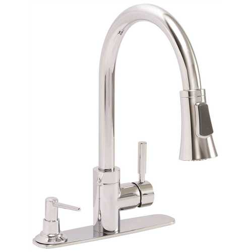 Essen Single Handle Pull-Down Sprayer Kitchen Faucet With Soap Dispenser in Chrome