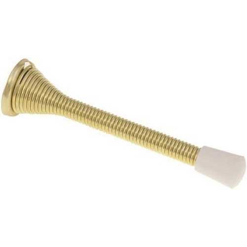 4 in. Polished Brass Bumpers Spring Door Stop - pack of 10