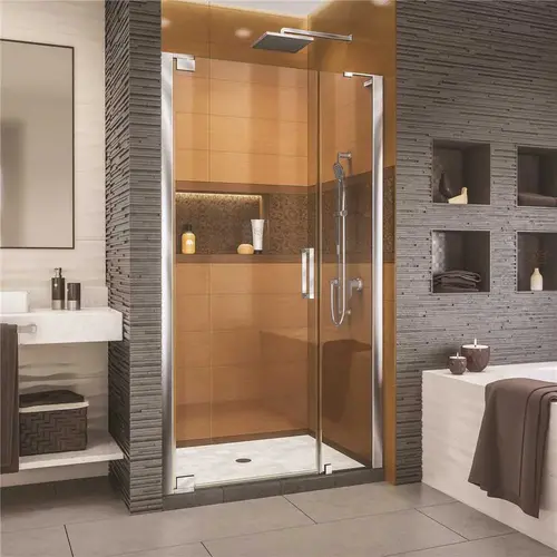 Elegance-LS 35-1/4 in. to 37-1/4 in. W x 72 in. H Frameless Pivot Shower Door in Chrome