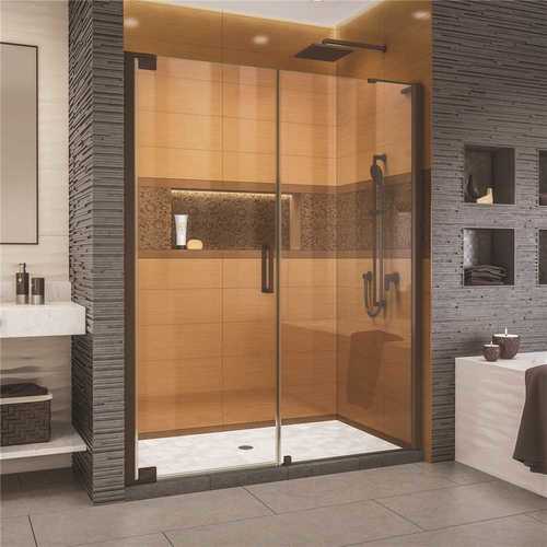DreamLine SHDR-4330300-06 Elegance-LS 58-1/2 in. to 60-1/2 in. W x 72 in. H Frameless Pivot Shower Door in Oil Rubbed Bronze
