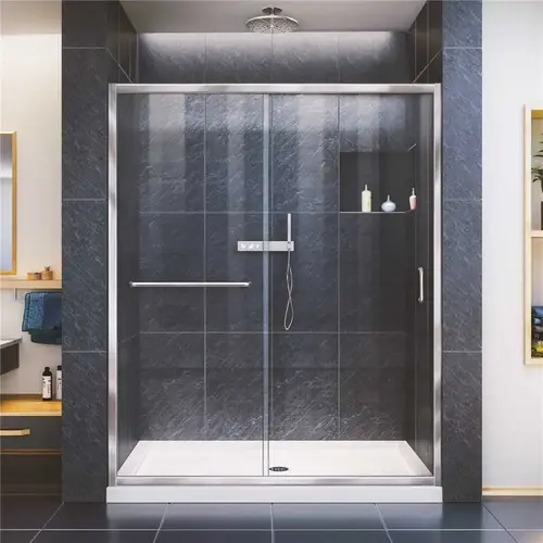 Infinity-Z 50-54 in. W x 72 in. H Semi-Frameless Sliding Shower Door in Chrome