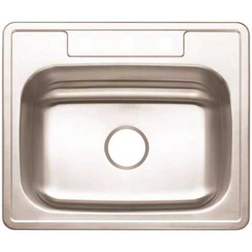 Premier 3562894 Drop-In Stainless Steel Kitchen Sink 25 in. 3-Hole Single Bowl Kitchen Sink with Brush Finish