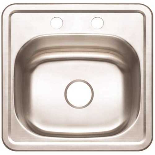 Premier 3562902 15 in. Top Mount Stainless Steel Bar Sink 2-Hole with Brush Finish