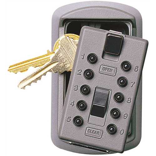 Slimline 2-Key Box with Pushbutton Lock, Titanium