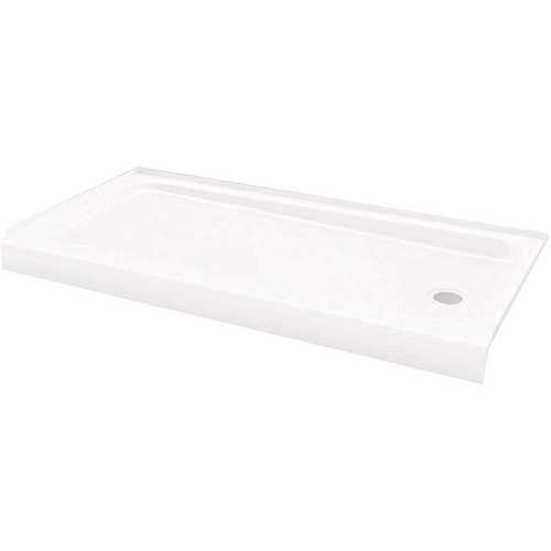 Bootz 010-1001-00 Shower Base, 60 in L, 30 in W, 5 in H, Steel, White, Alcove Installation