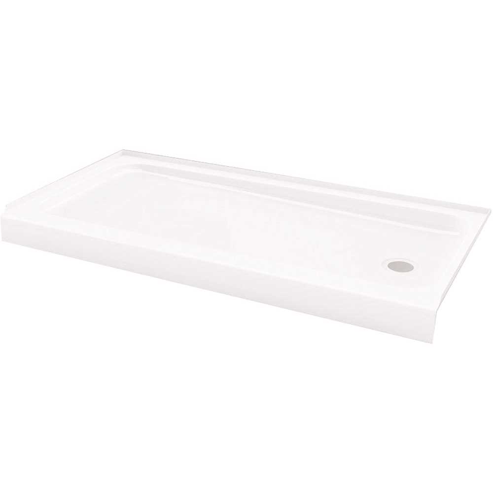 Bootz 010-1001-00 Shower Base, 60 in L, 30 in W, 5 in H, Steel, White, Alcove Installation