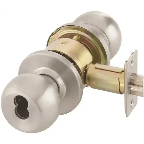 Grade 2 Satin Stainless Cylindrical Knob Lockset Entrance Function 630 Stainless Steel