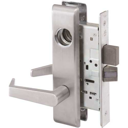 Less Cylinder, Escutcheon Plate, Dormitory with Deadbolt Mortise Handleset Chrome