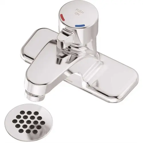 Scot 4 in. Centerset Single-Handle Metering Bathroom Faucet with Grid Drain in Chrome