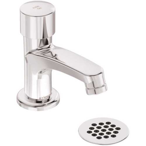 SCOT Single Hole Single-Handle Metering Bathroom Faucet with Grid Drain in Chrome