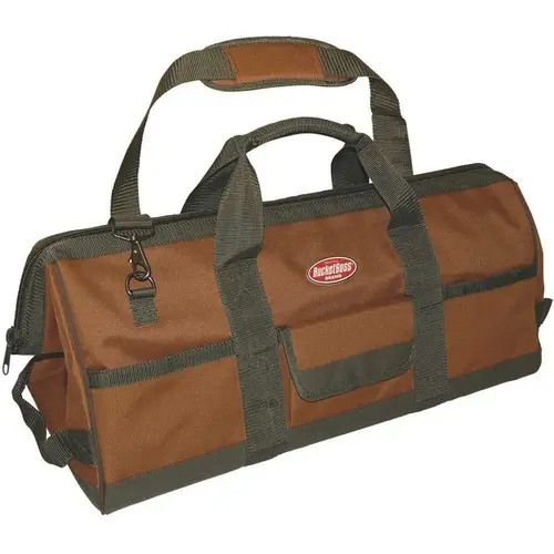 Bucket Boss 60024 Gatemouth LongBoy 24 in. Tool Bag Brown and Green