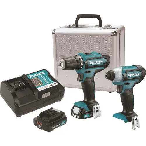 12-Volt MAX CXT Lithium-Ion Cordless Impact Driver/Drill Combo Kitwith Two 2.0 Ah Batteries Charger Case Teal