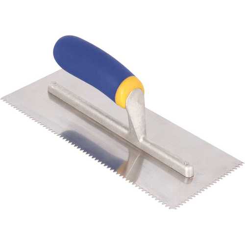 QEP 49917Q 11 in. x 3/16 in. x 5/32 in. V-Notch Pro Flooring Trowel with Wood Handle