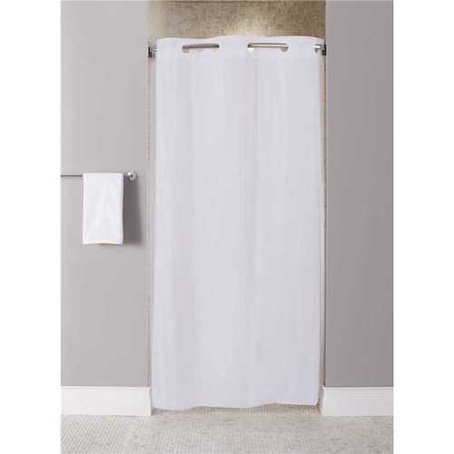 Hookless HBH10GA014274 Stall Size 42 in. x 74 in. White 10-Gauge Shower Curtain