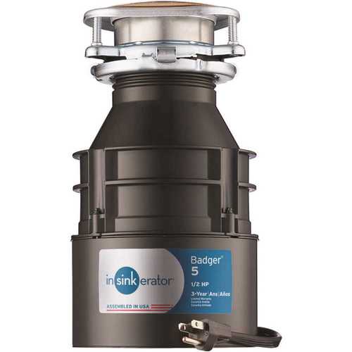 InSinkErator BADGER 5 W/C Badger 5 1/2 HP Continuous Feed Garbage Disposal with Power Cord