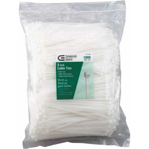 8 in. Cable Ties in Natural - pack of 1000
