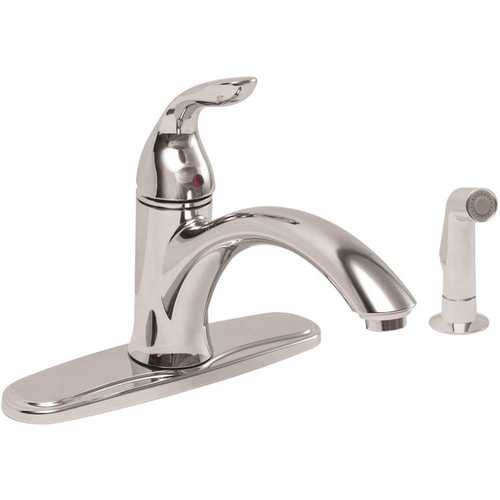 Waterfront Single-Handle Standard Kitchen Faucet with Side Spray in Chrome