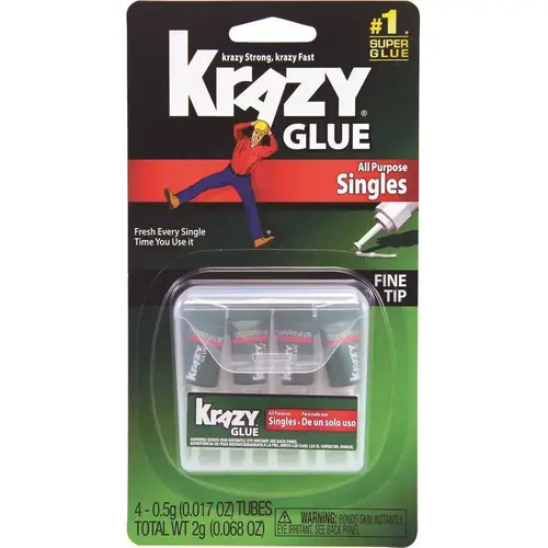 Krazy Glue Single-Use Tubes with Storage Case White - pack of 4