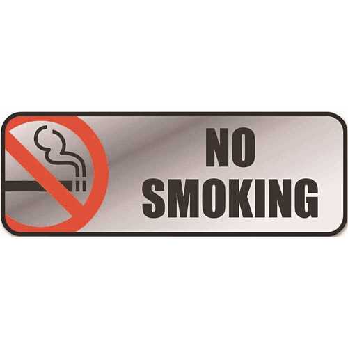 9 in. x 3 in. Silver/Red Brush Metal Office Sign No Smoking