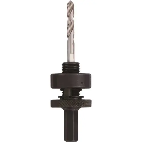 Hole Saw Arbor, 5/8-18 Thread, 7/16 in Shank, Hex Shank Black