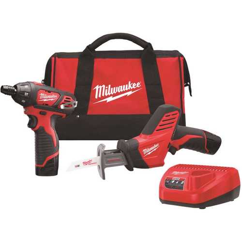 M12 12-Volt Lithium-Ion Cordless Screwdriver/HACKZALL Combo Kit (2-Tool) with Two 1.5 Ah Batteries, Charger and Tool Bag