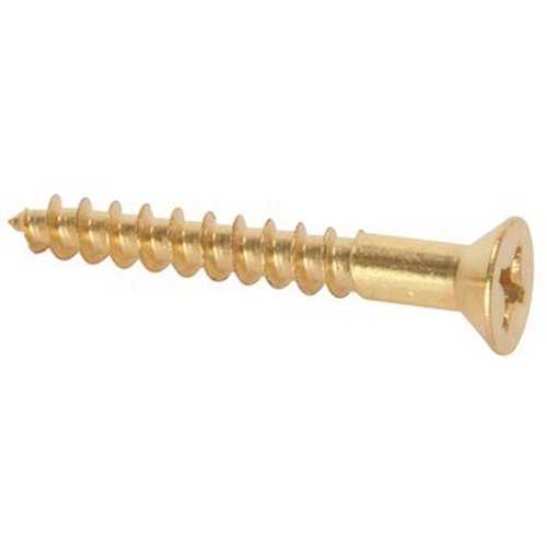 #8 x 1 in., Phillips Flat Head Brass Wood Screws - pack of 100