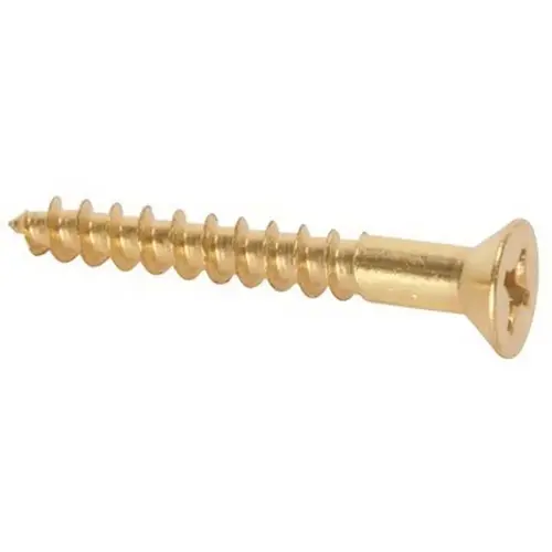 Lindstrom #8 x 1-1/4 in., Phillips Flat Head Brass Wood Screws - pack of 100