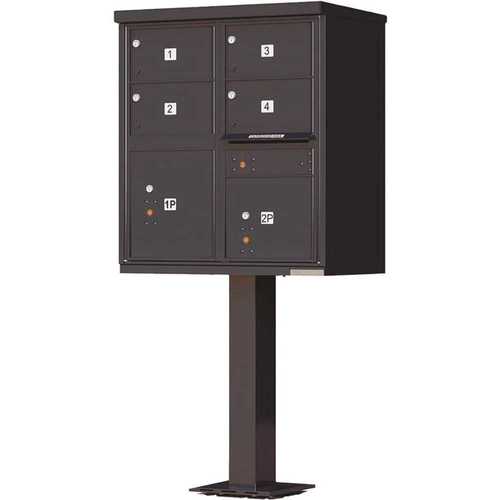 1570 Series 4-Large Mailboxes, 1-Outgoing Compartment, 2-Parcel Lockers, Vital Cluster Box Unit Black Pebble