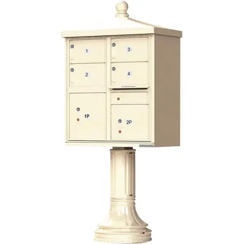 1570 Series 4-Large Mailboxes, 1-Outgoing, 2-Parcel Lockers, Vital Cluster Mailbox with Vogue Traditional Accessories Sandstone Pebble