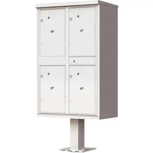 1590 Valiant Postal Gray 4-Compartment Parcel Lockers Pedestal Mount Mailbox