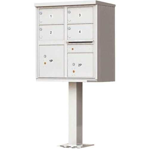 1570 Series 4-Large Mailboxes, 1-Outgoing Compartment, 2-Parcel Lockers, Vital Cluster Box Unit Postal Gray