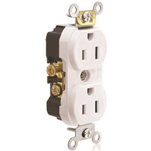 Leviton TCR15-W 15 Amp 125-Volt NEMA 5-15R 2-Pole Commercial Grade Tamper-Resistant Duplex Receptacle, White