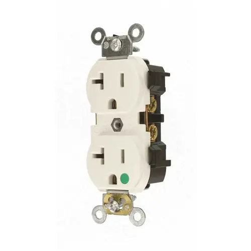 Leviton 8300-HW 20-Amp Hospital Grade Extra Heavy Duty Self Grounding Duplex Outlet, White