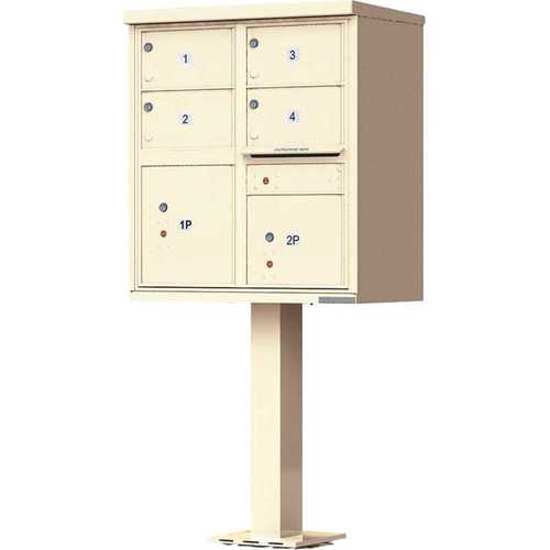 1570 Series 4-Large Mailboxes, 1-Outgoing, 2-Parcel Lockers, Vital Cluster Box Unit Sandstone Pebble