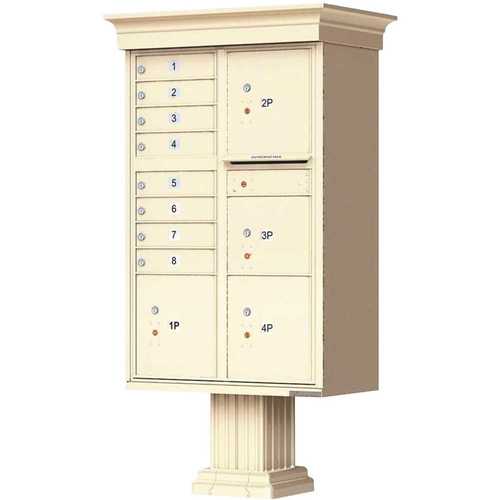 1570 Series 8-Mailboxes, 1-Outgoing, 4-Parcel Lockers, Vital Cluster Box Unit with Vogue Classic Accessories Sandstone Pebble