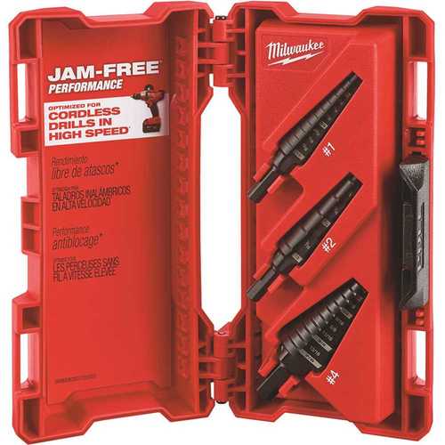 Step Drill Bit Set, Dual Flute, 3-Piece, HSS, Black Oxide