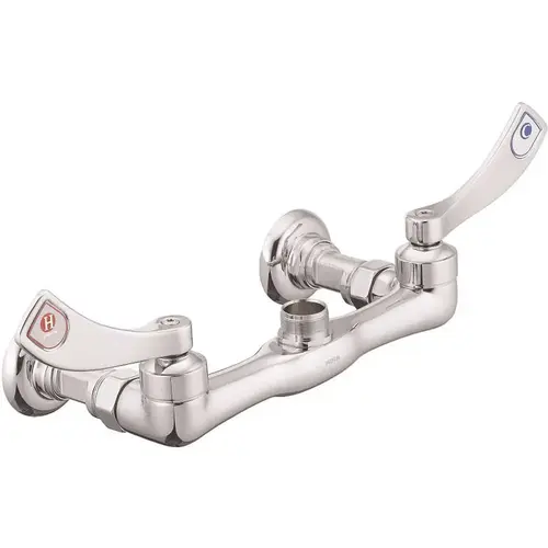 Commercial Wall-Mounted Utility Sink Faucet without Spout, Lever Handles, Chrome