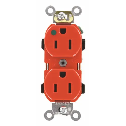 15 Amp 125-Volt 2-Pole Hospital Grade Duplex Outlet Straight Blade, Red