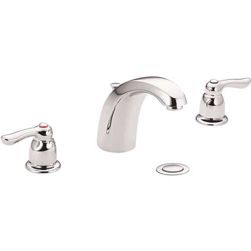 Commercial 8 in. Widespread 2-Handle 1.5 GPM Bathroom Faucet with Waste Lever Handles in Chrome